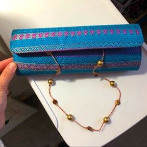 NWOT Blue and Purple Clutch